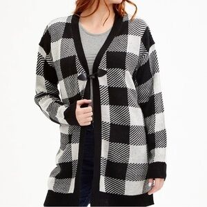 Evelyn Taylor Black & White Buffalo Checkered Open
Cardigan - NWT